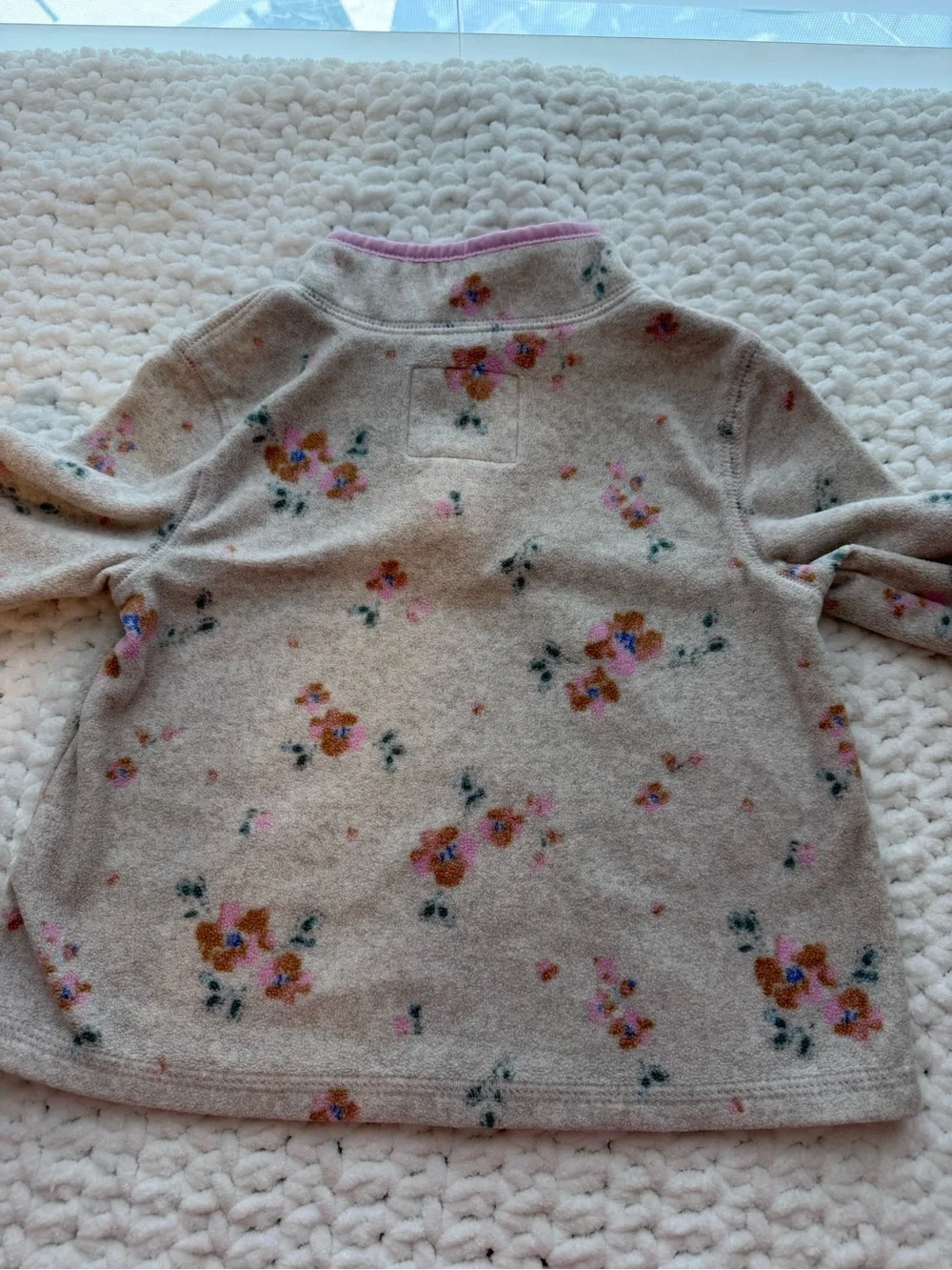 OshKosh B'gosh Beige Floral Fleece Pullover with Pink Trim